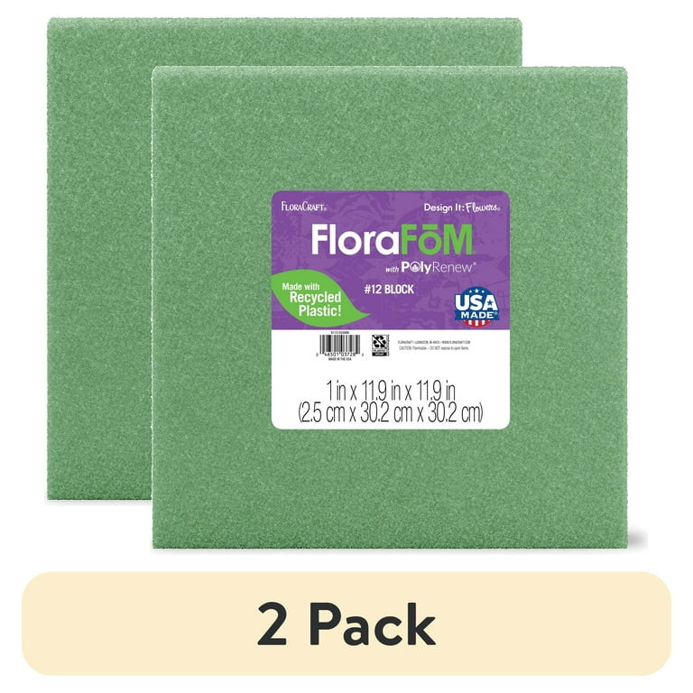 (2 pack) FloraCraft FloraF\u014dM Block 1 inch x 11.9 inch x 11.9 inch Green | Walmart (US)