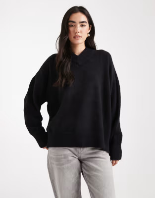 ASOS DESIGN oversized super soft v neck jumper in black | ASOS (Global)
