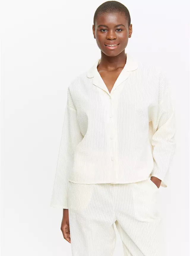Buy Neutral Stripe Seersucker Pyjama Shirt 12 | Pyjamas | Tu | Tu Clothing
