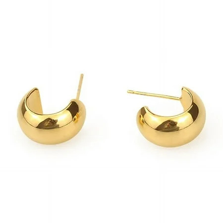 Stylish Golden Hoop Earrings 18K Gold Plated Women s Fashion Gold Earrings Jewelry Earrings Woman | Walmart (US)