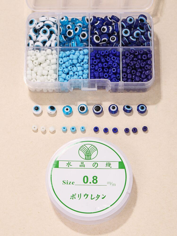 1box Eye Detail Bead DIY Jewelry Accessory & 1roll Thread | SHEIN