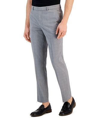 Men's Slim-Fit Tonal Windowpane Dress Pants | Macys (US)