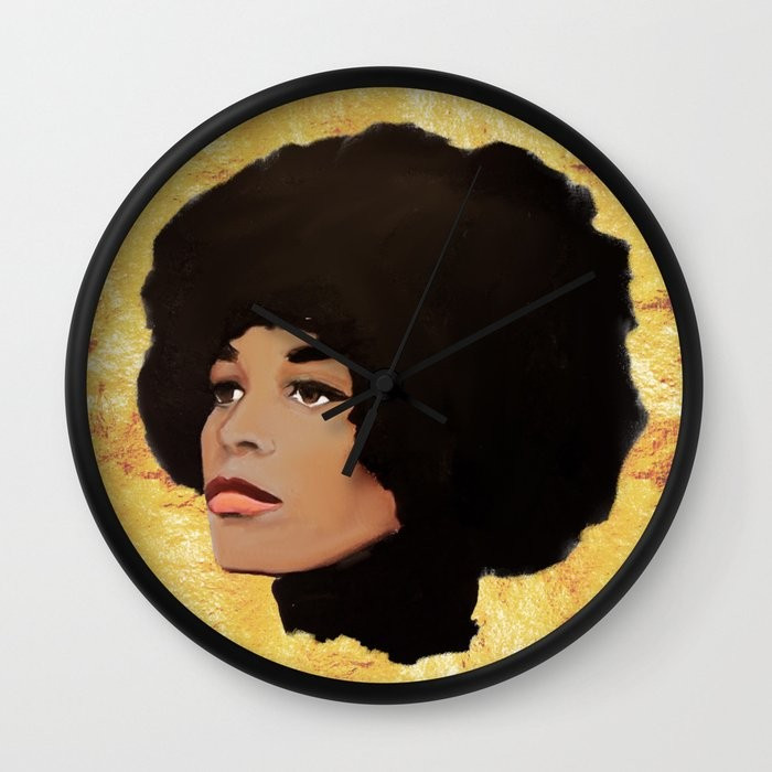 Feminist Angela Davis As A Young Black Lives Matter Activist For Panthers Wall Clock by James Rustle | Society6