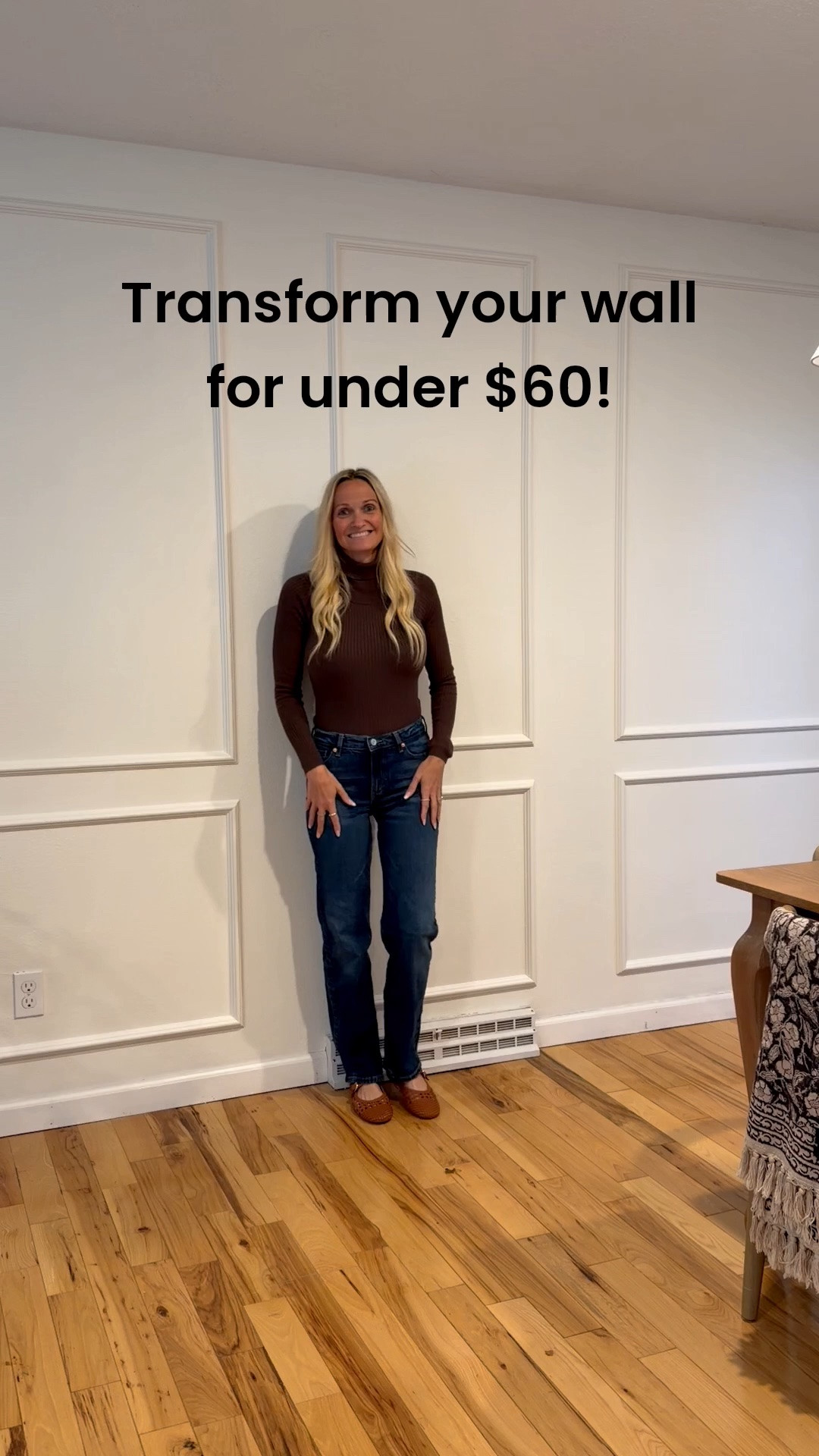 This peel and stick wall molding kit is so easy to put up. My husband and I did the whole thing within a few hours. It looks so beautiful. We used this on a very long wall that was over 19 foot long,  so we bought two sets, and used five pieces across (10 total including top and bottom pieces).

DIY molding. Box trim. Picture molding.￼￼

#LTKHome