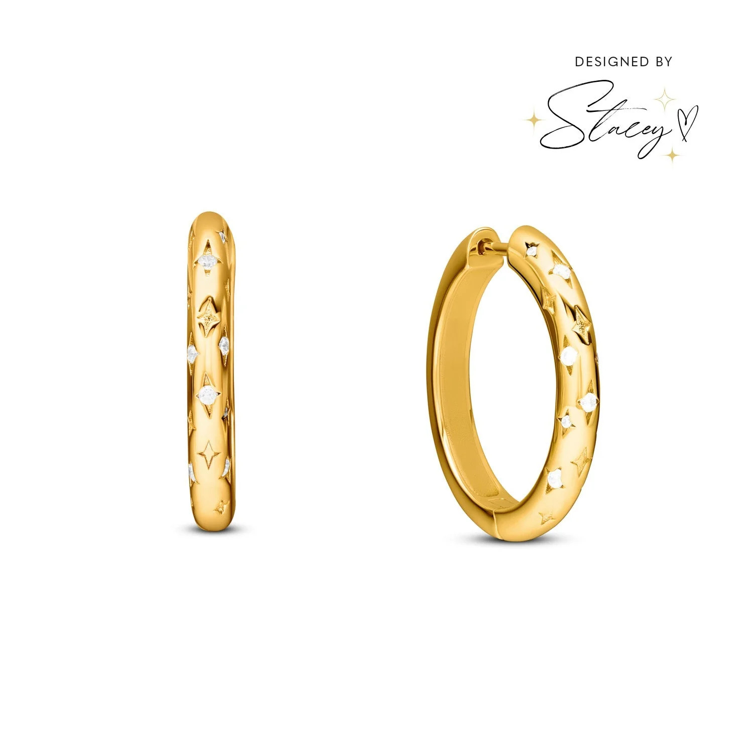 Moon and Back Hoop Earrings (Gold) | Abbott Lyon