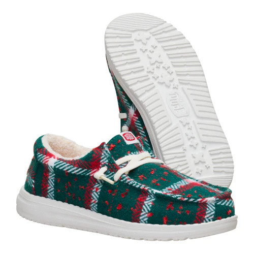 Wally Youth Confetti Plaid Cozy - Red/Green/Multi | HEYDUDE