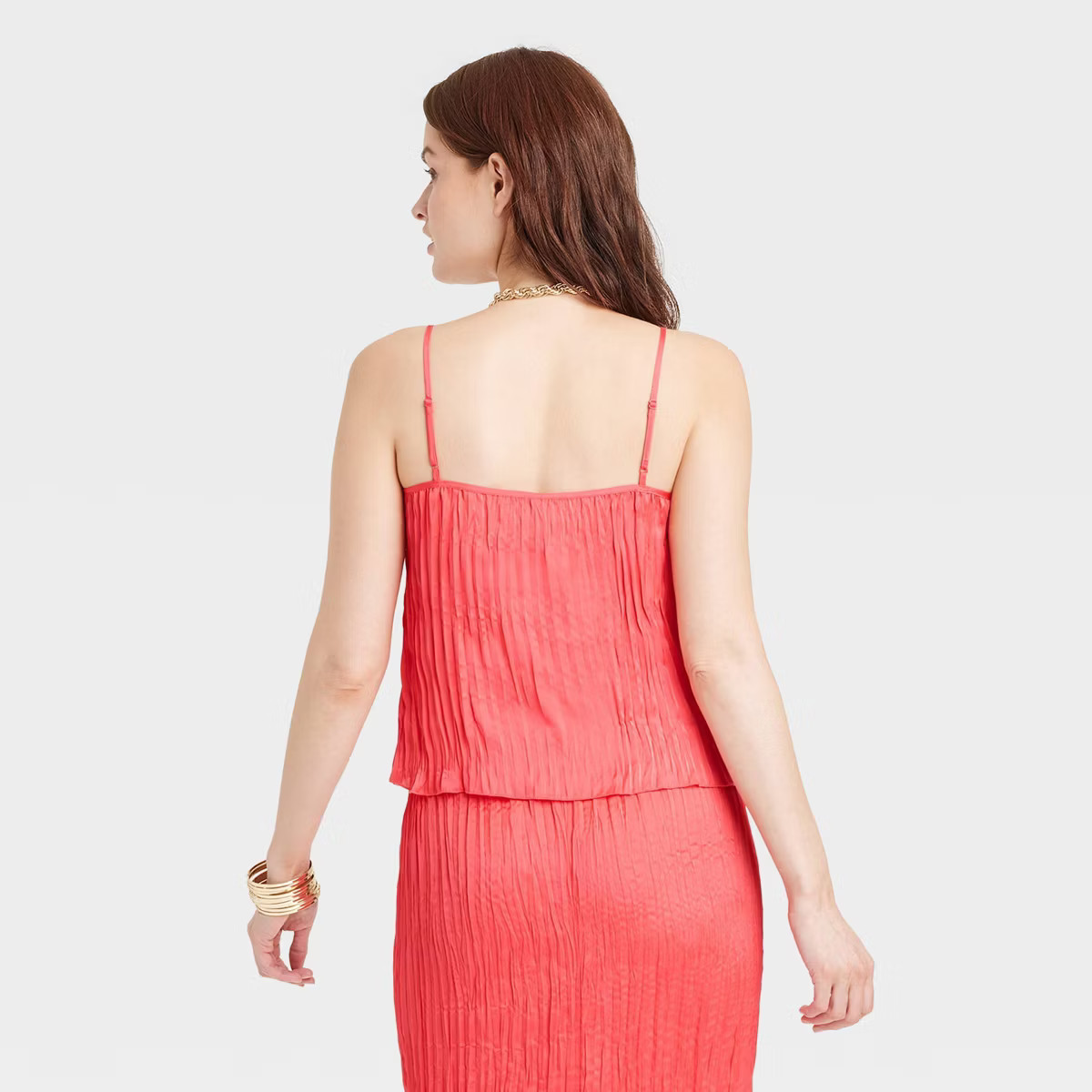 Women's Textured Satin Cami Blouse - A New Day™ Coral XS | Target