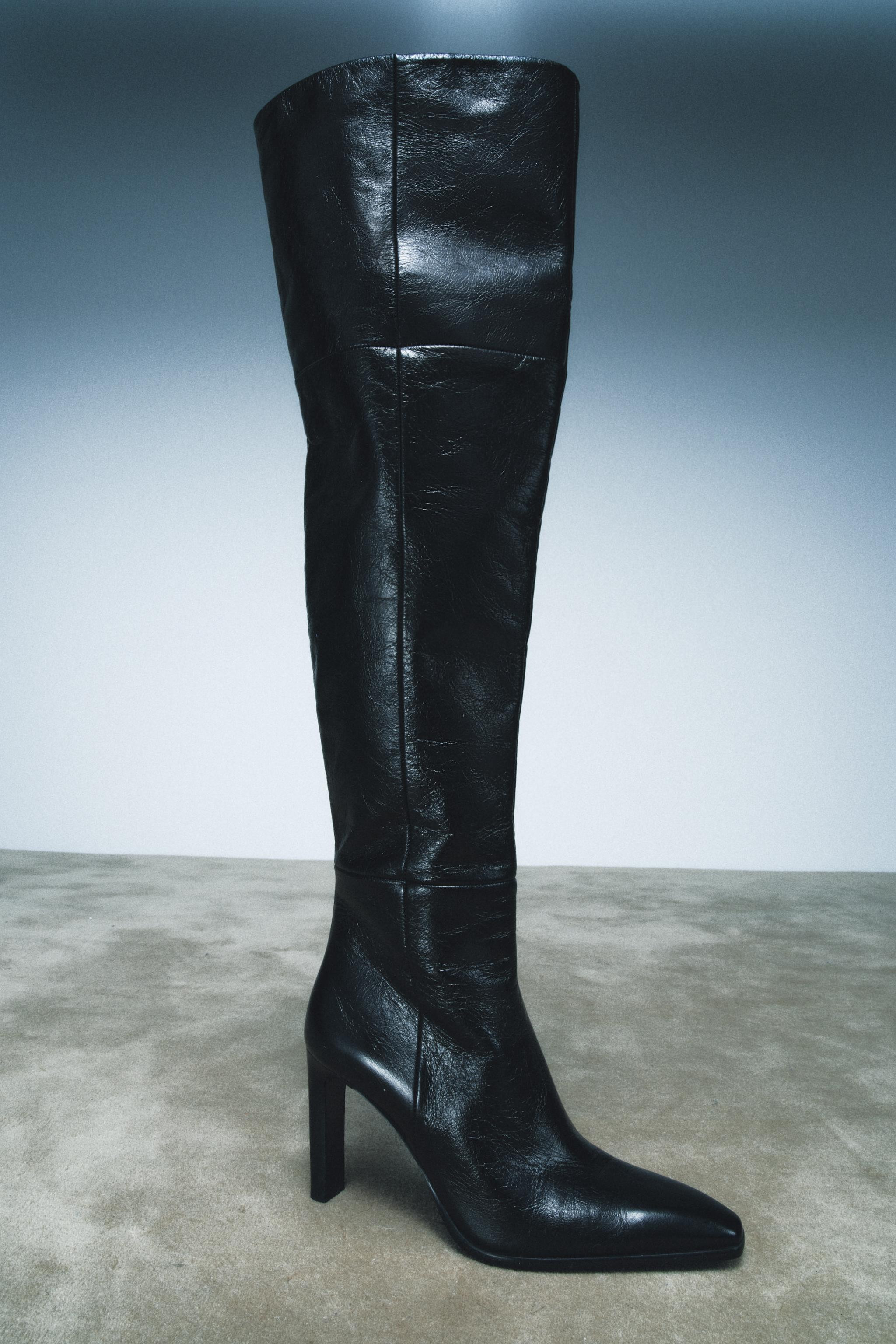 EXTRA TALL HEELED LEATHER BOOTS LIMITED EDITION | Zara US