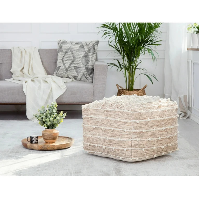 Penelope 22" x 22" x 16" Brown & Ivory Pouf | Walmart (US)