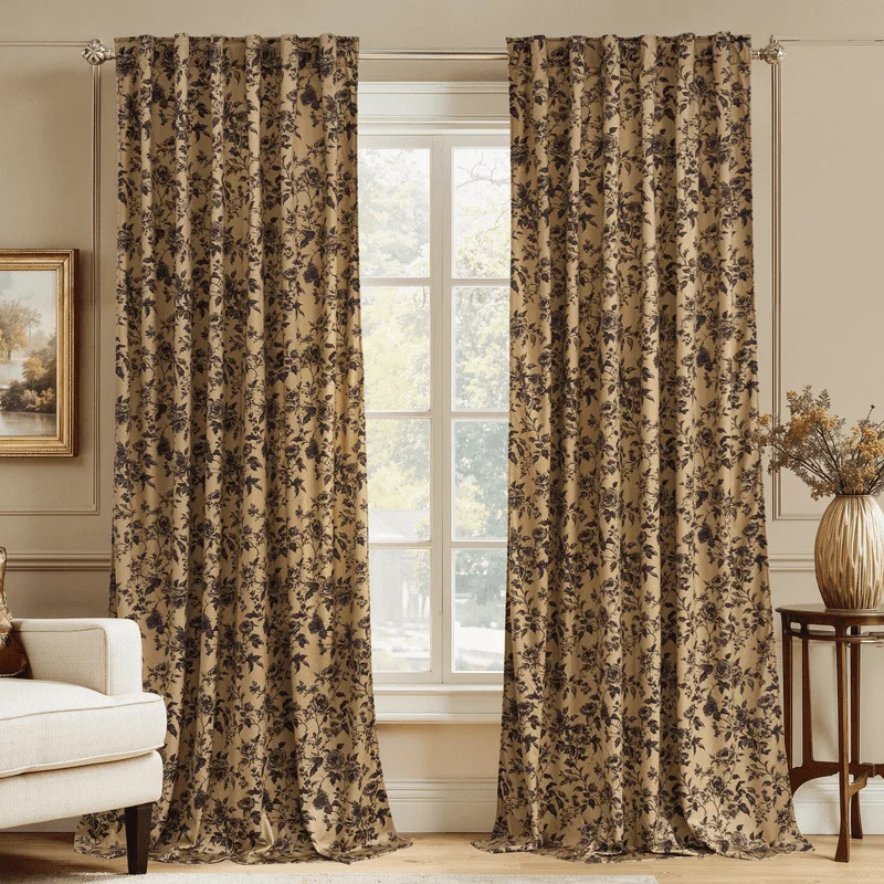 NICETOWN Floral Velvet Curtains for Bedroom, Thermal Insulated Blackout Printed Vintage Velvet Dr... | Walmart (US)