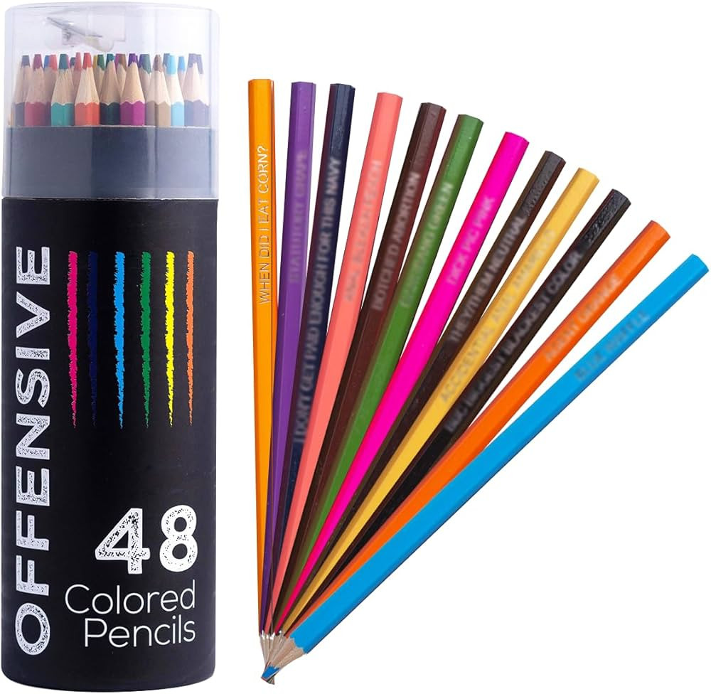 48 Funny & Offensive Colored Pencils for Adults – Pre-Sharpened Gag Gift Set for Adult Coloring... | Amazon (US)