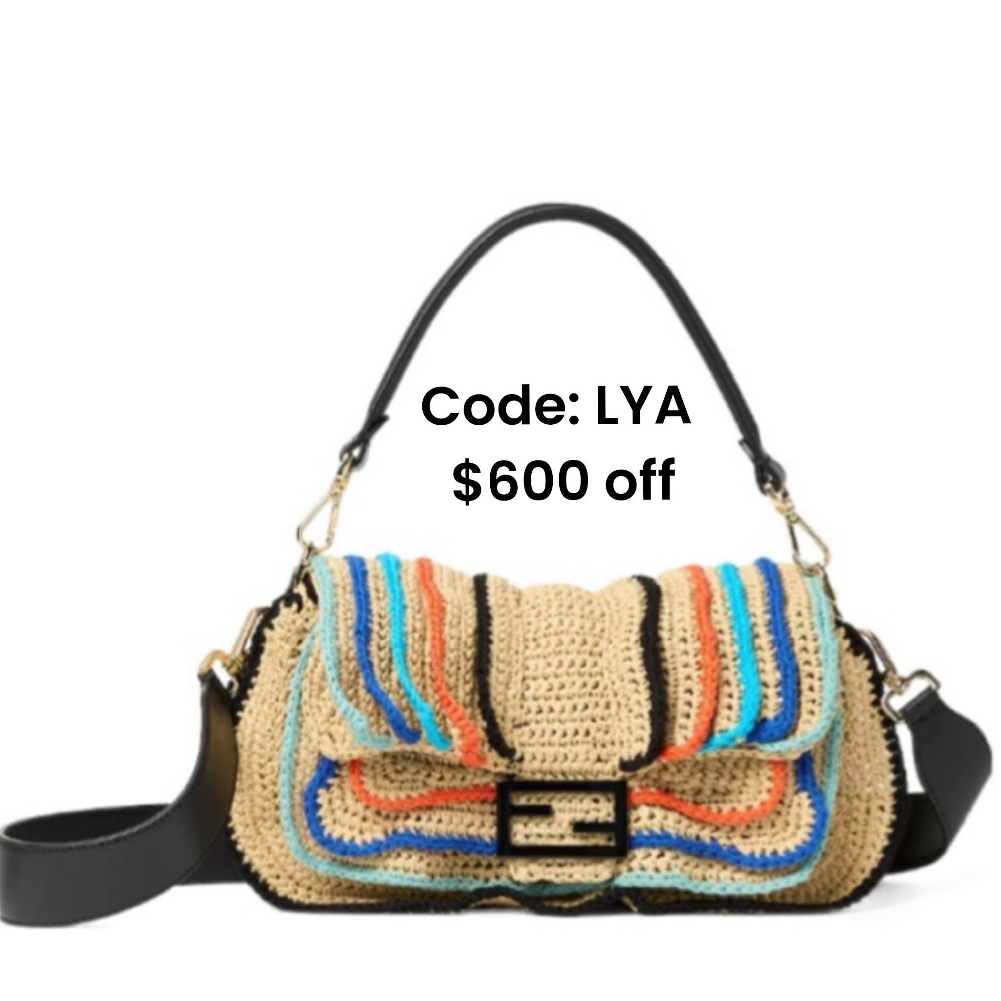 FENDI BAGUETTE RAFFIA RUFFLE