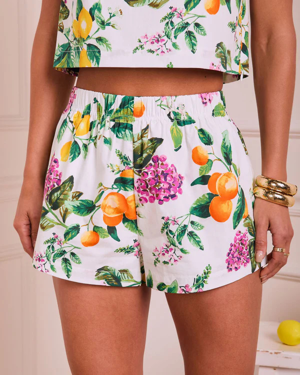 Blissfully Blooming Tropical Fruit Print Shorts | VICI