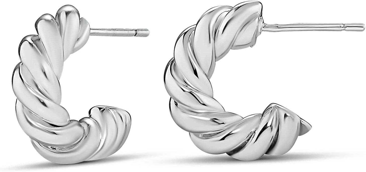 Amazon Essentials Sterling Silver Twisted Rope Hoop | Amazon (US)