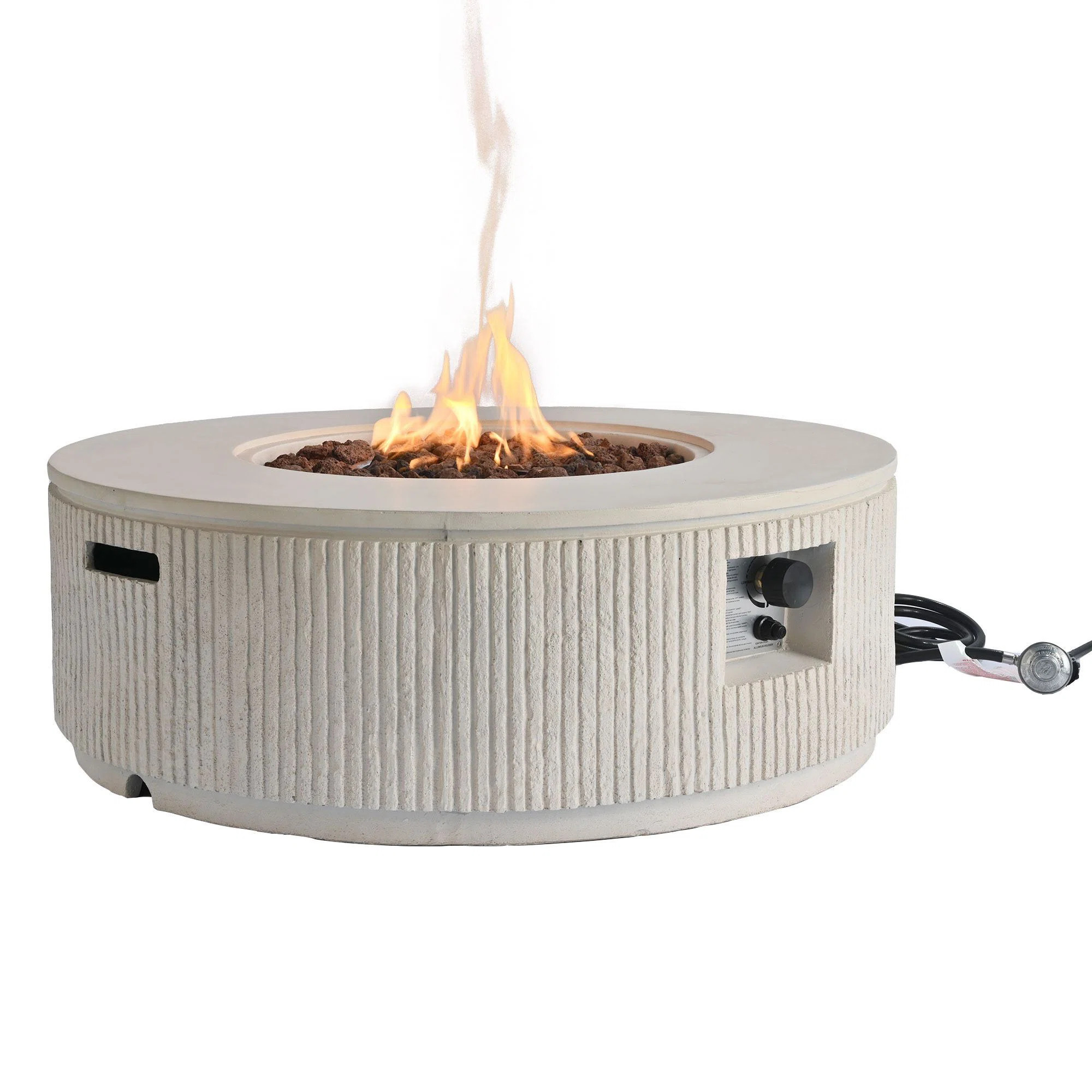 38.19'' 50000 BTU Propane Outdoor Round Fire Pit With Vertical Stripe Design | Wayfair North America