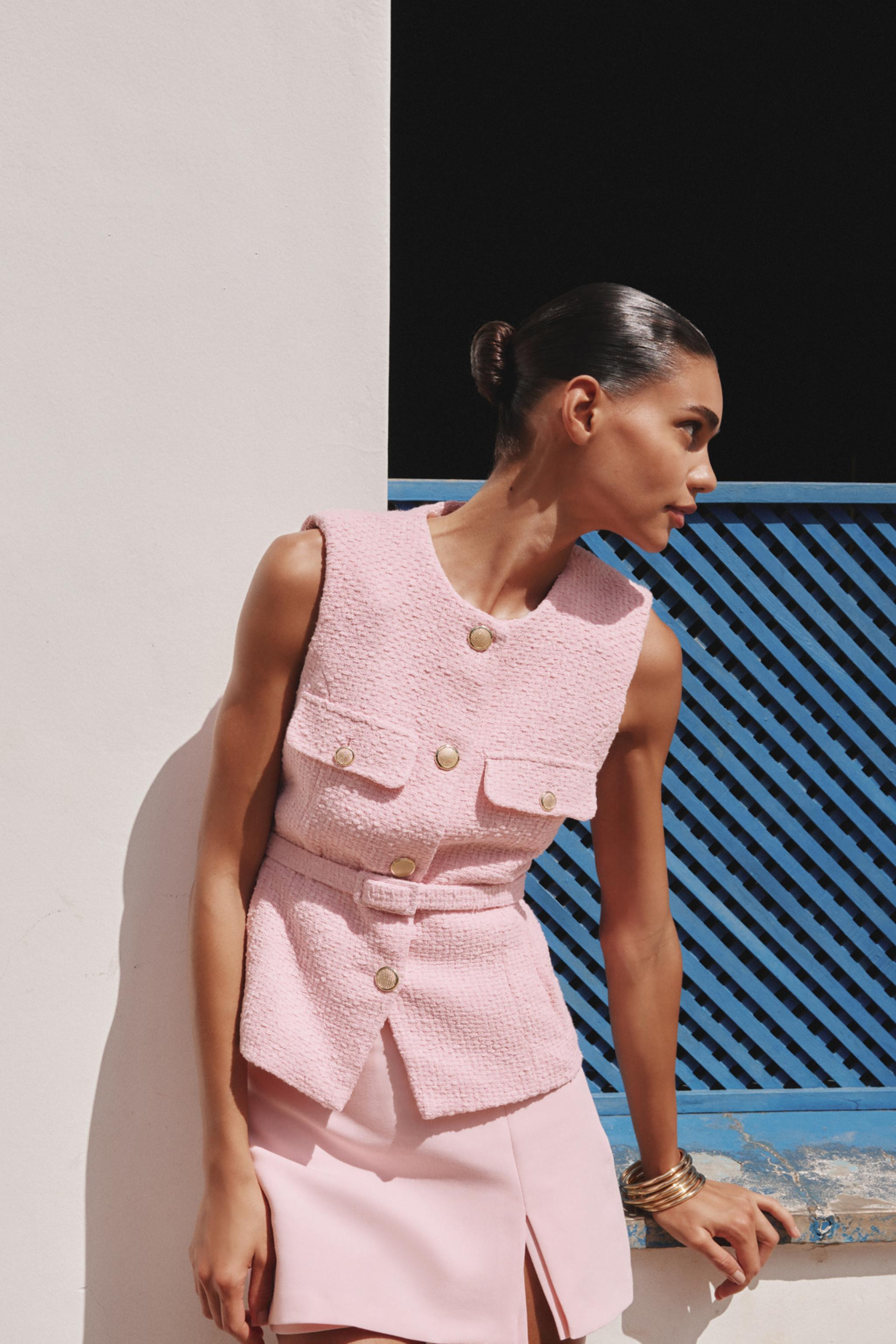 STRUCTURED BELTED VEST | Zara US