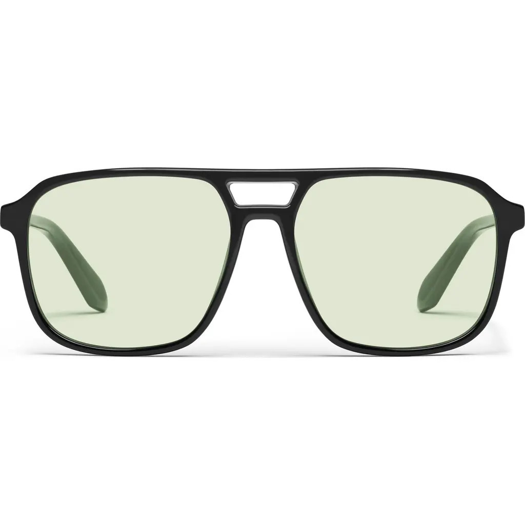 QUAY On The Fly 57mm Aviator Sunglasses in Black/light Pistachio at Nordstrom | Nordstrom