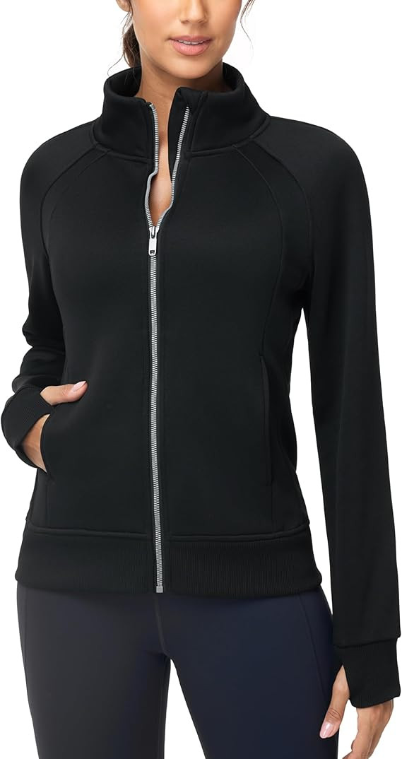 THE GYM PEOPLE Women's Full Zip Up Workout Sweatshirts Fleece Stand Collar Fall Jackets with Pock... | Amazon (US)