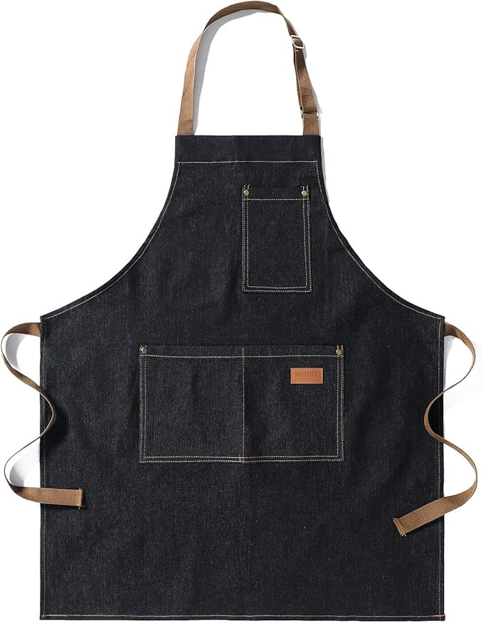 eywlwaar Denim Apron with 3 Pockets Unisex Jean Apron Adjustable Bib Apron for Work Kitchen Cooki... | Amazon (US)