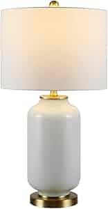 SAFAVIEH Lighting Collection Amaia Modern Contemporary White Glass 26-inch Bedroom Living Room Ho... | Amazon (US)
