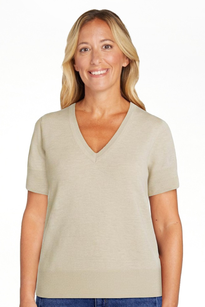 Scenario Women's V-Neck Lightweight Sweater with Short Sleeves, Sizes XS-XXXL | Walmart (US)