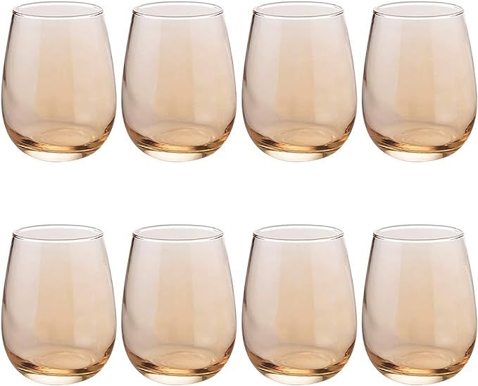 Wine Glasses 20oz,Golden Champangne Glasses,Heavy Base Beverages Cups Drinking Cups For Party,Bar... | Amazon (US)