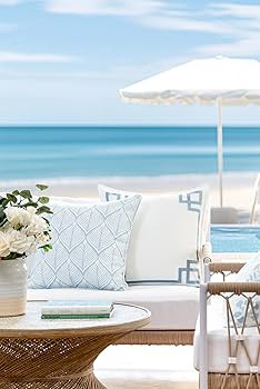 Hofdeco Premium Coastal Patio Indoor Outdoor Throw Pillow Cover Only, 20"x20" Water Repellent for... | Amazon (US)