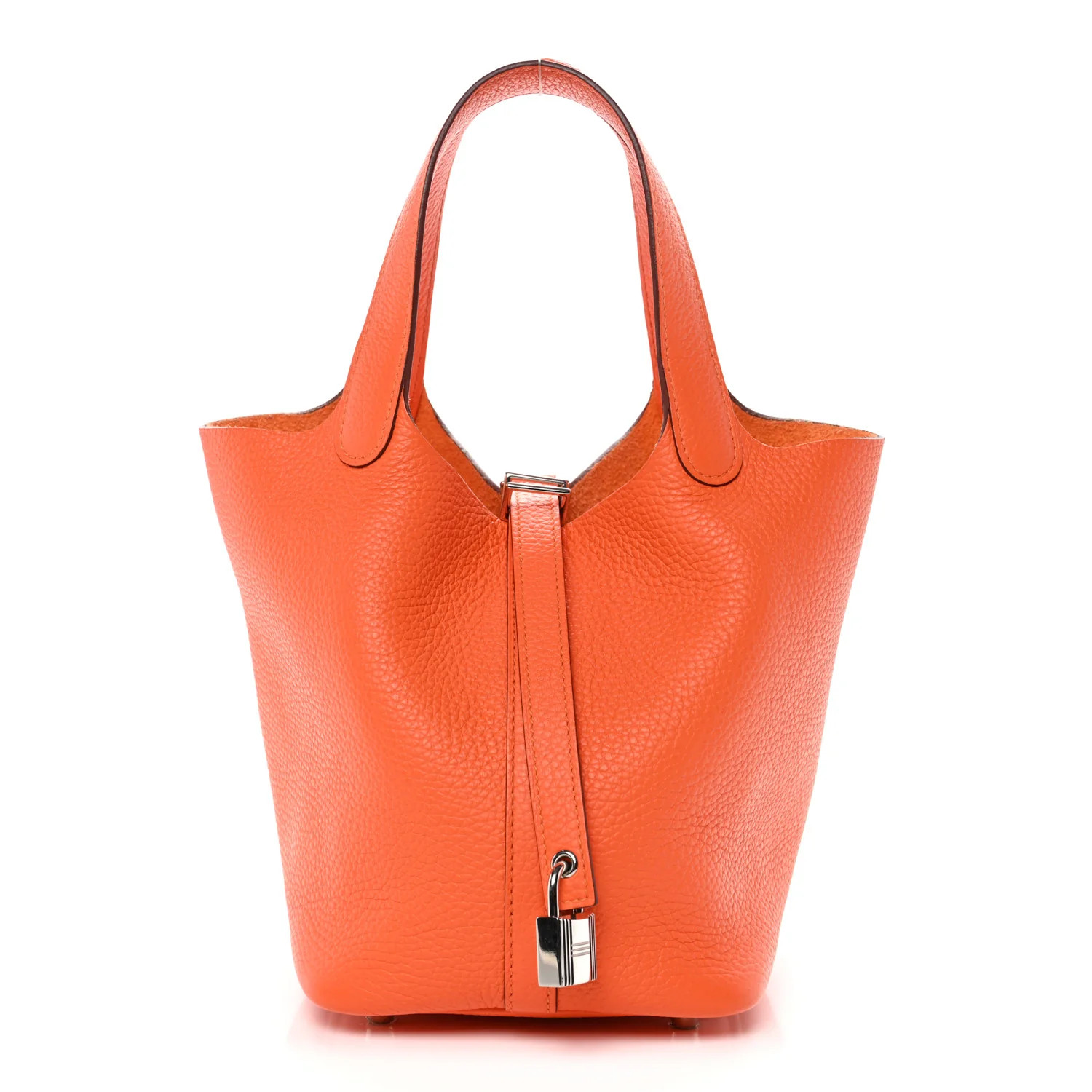 Taurillon Clemence Picotin Lock 18 PM Orange | FASHIONPHILE (US)