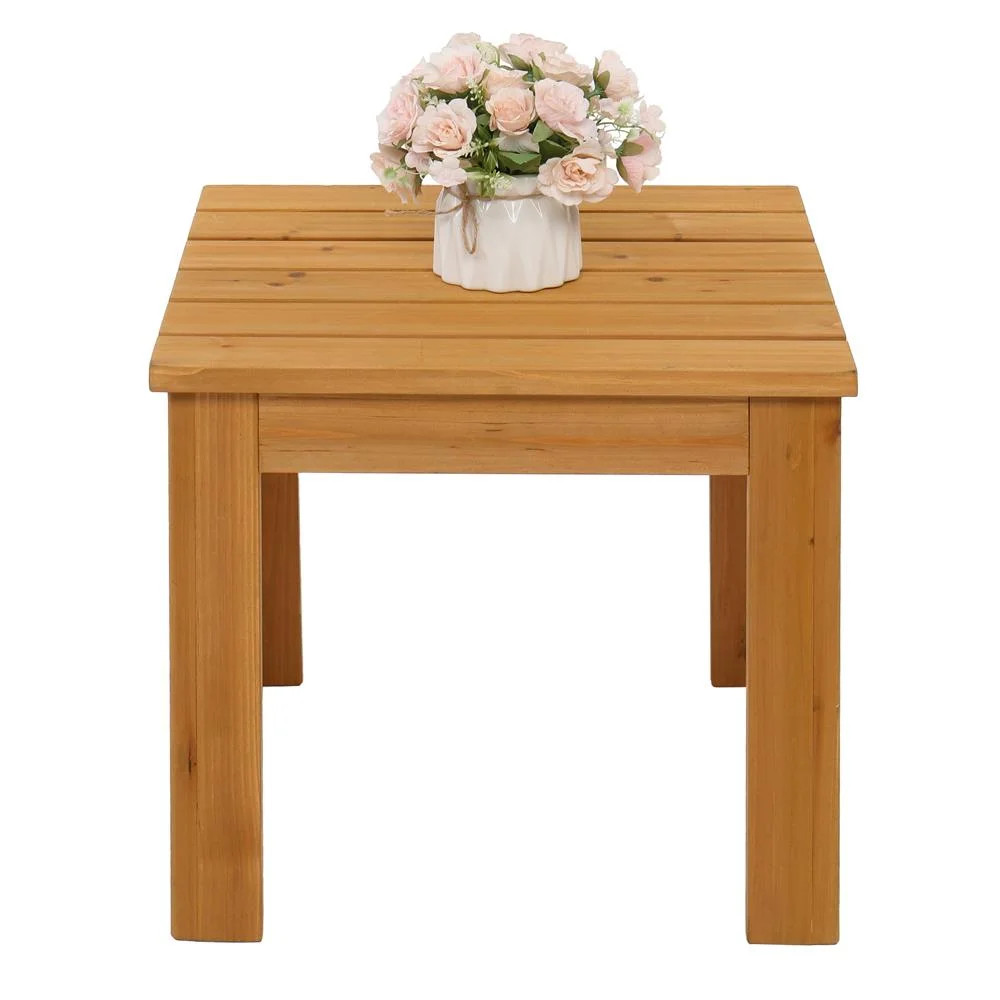 iTopRoad Wood Outdoor Patio Square Side End Table in Natural | Walmart (US)