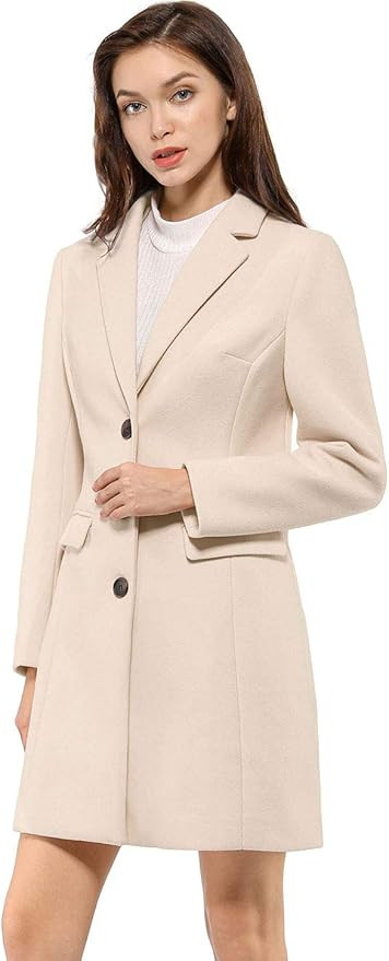 Allegra K Women's 2024 Pea Coat Single Breasted Long Winter Coats for Women | Amazon (US)