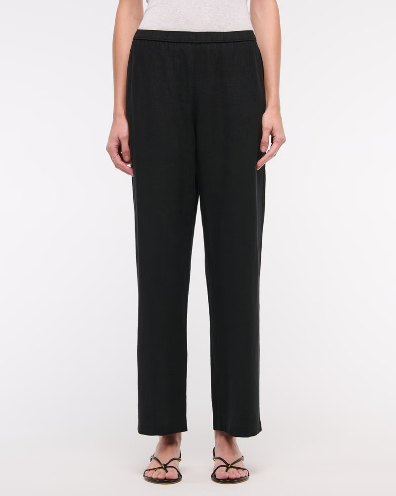 Straight Linen-Blend Pull-On Pant | Abercrombie & Fitch (US)