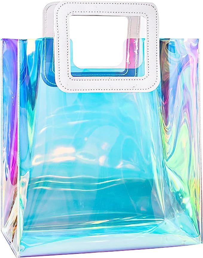 inheming Holographic Clear Tote Bag for Mother' Day, Women Fashion Iridescent Hand Bag, Waterproo... | Amazon (US)