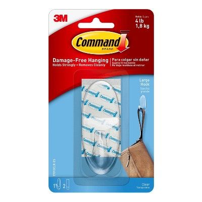 Command Large Sized Decorative Hook with Strips Clear | Target