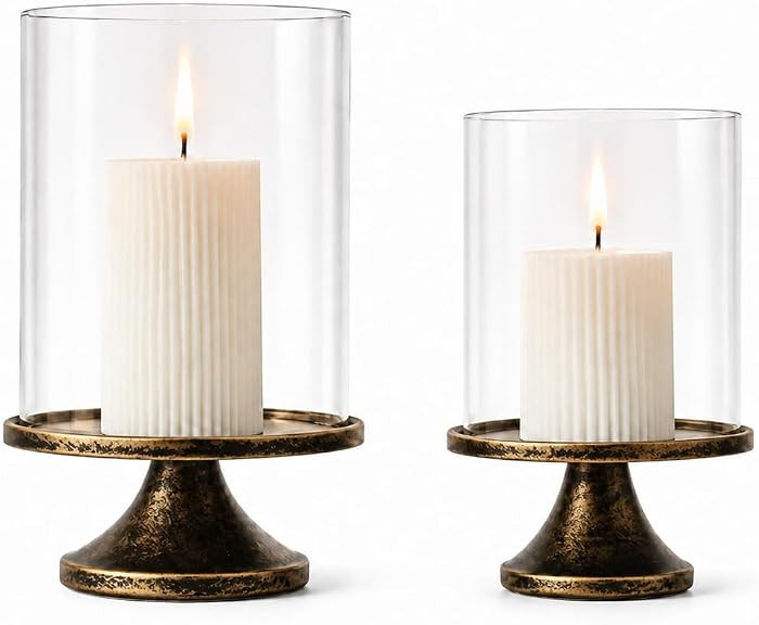 Set of 2 Vintage Autumn Copper Candle Holders, Candle Sticks Holder Decor, Modern Decorative Tape... | Amazon (US)
