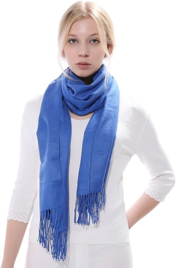 Anboor Cashmere Feel Blanket Scarf Super Soft with Tassel Solid Color Warm Shawl for Women | Amazon (US)
