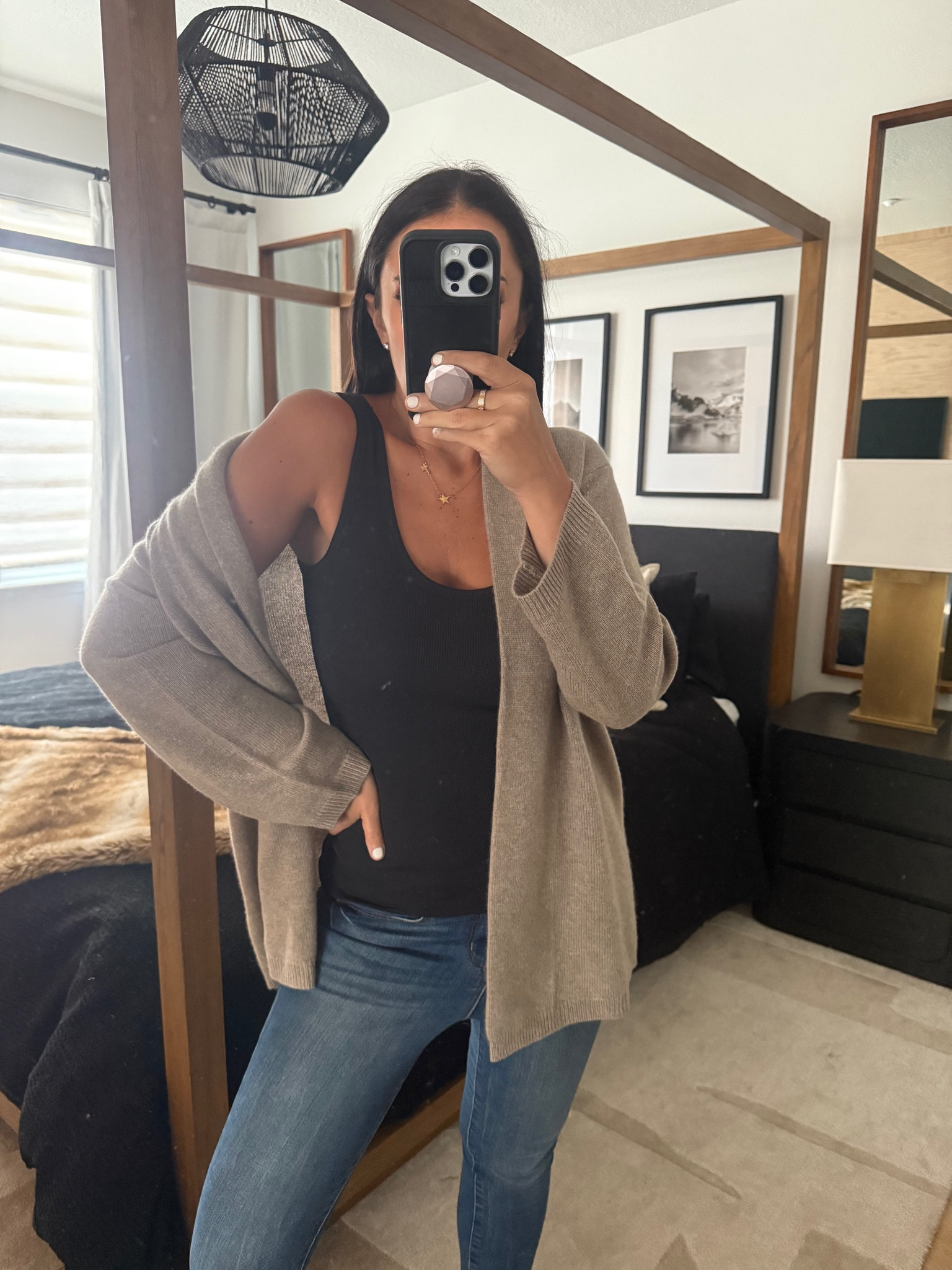 cashmere relaxed open-front cardigan
