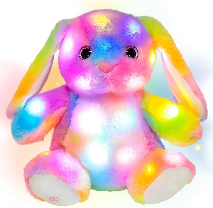 Hopearl LED Plush Bunny Colorful Lighting Up Stuffed Animal Rabbit Floppy Night Lights Glow in Th... | Amazon (US)