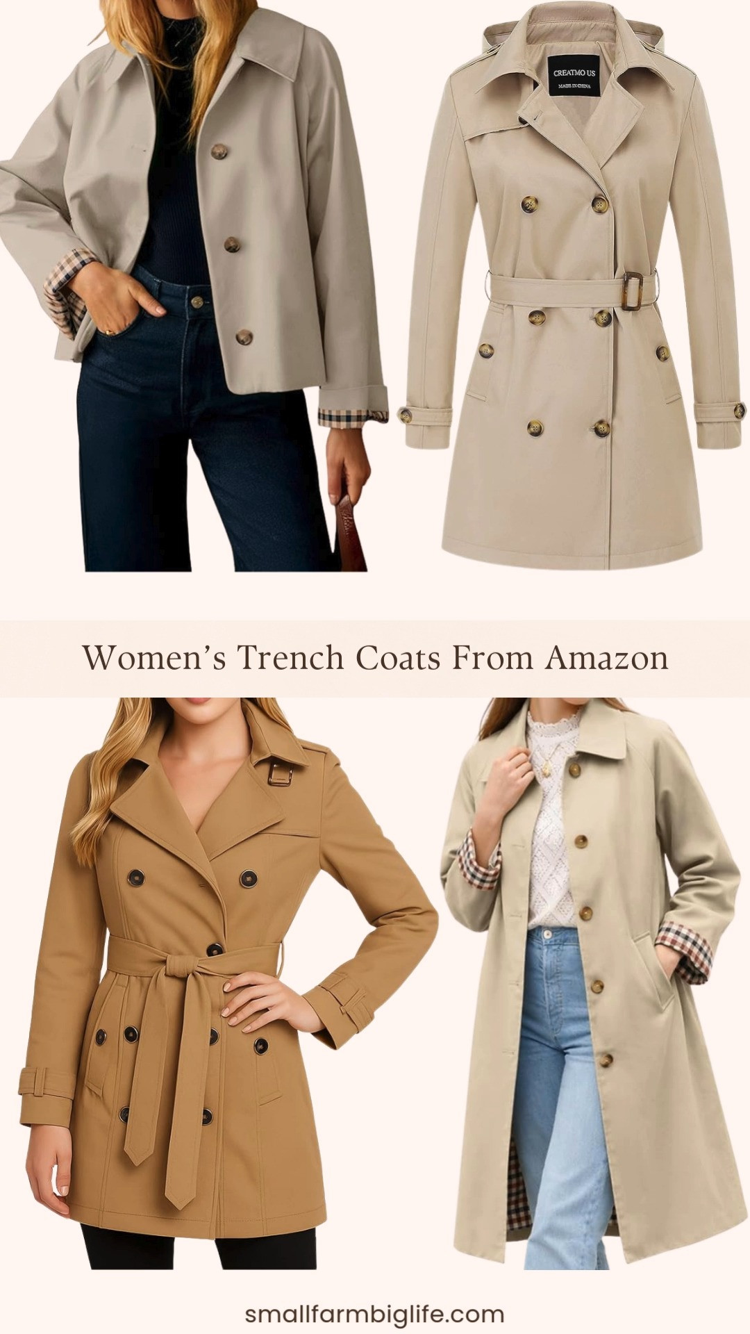 A trench coat just makes every outfit look elevated 🤎✨

From classic long double breasted styles to lightweight belted jackets and short trench layers with plaid lining, these Women’s Trench Coats from Amazon are perfect for spring. Throw one over denim, dresses, or workwear for that timeless, polished look that never goes out of style 🌿 

 #LTKgrwm #LTKootd #LTKOver40