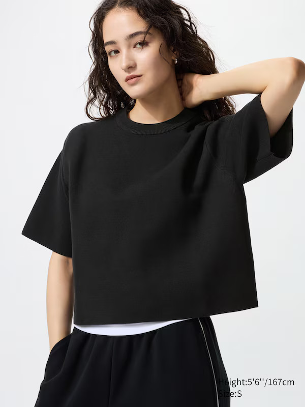 Washable Milano Ribbed Jumper (Short Sleeve) | UNIQLO (UK)