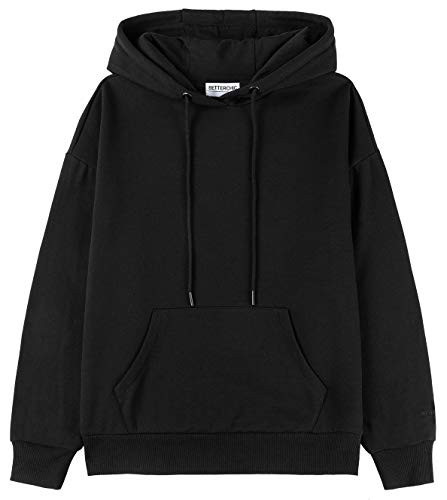 BETTERCHIC Women's Casual Hooded Sweatshirt Soft Brushed Fleece Pullover Hoodie (BLACK,2XL | Amazon (US)
