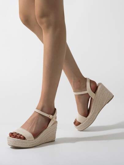 Minimalist Espadrille Heeled Wedge Sandals | SHEIN