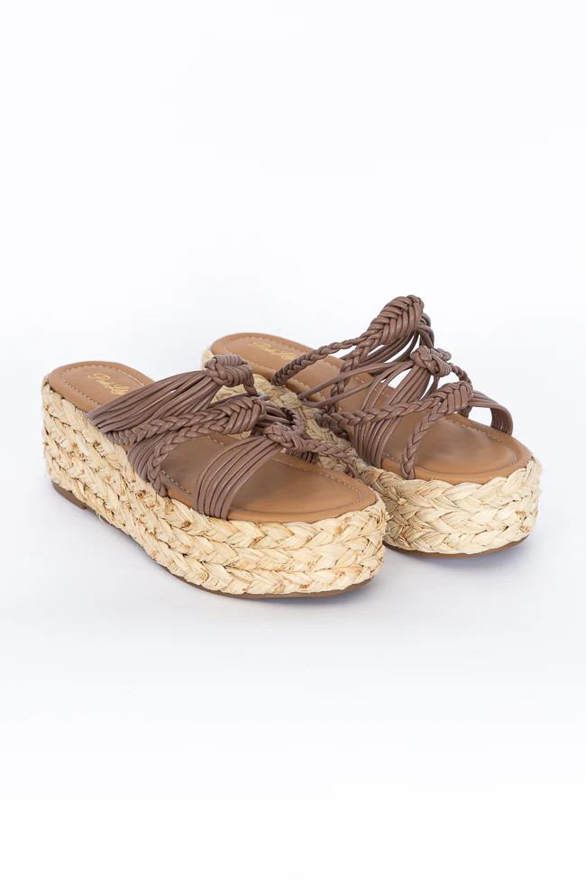 Katherine Brown Leather Braided Wedge FINAL SALE | Pink Lily