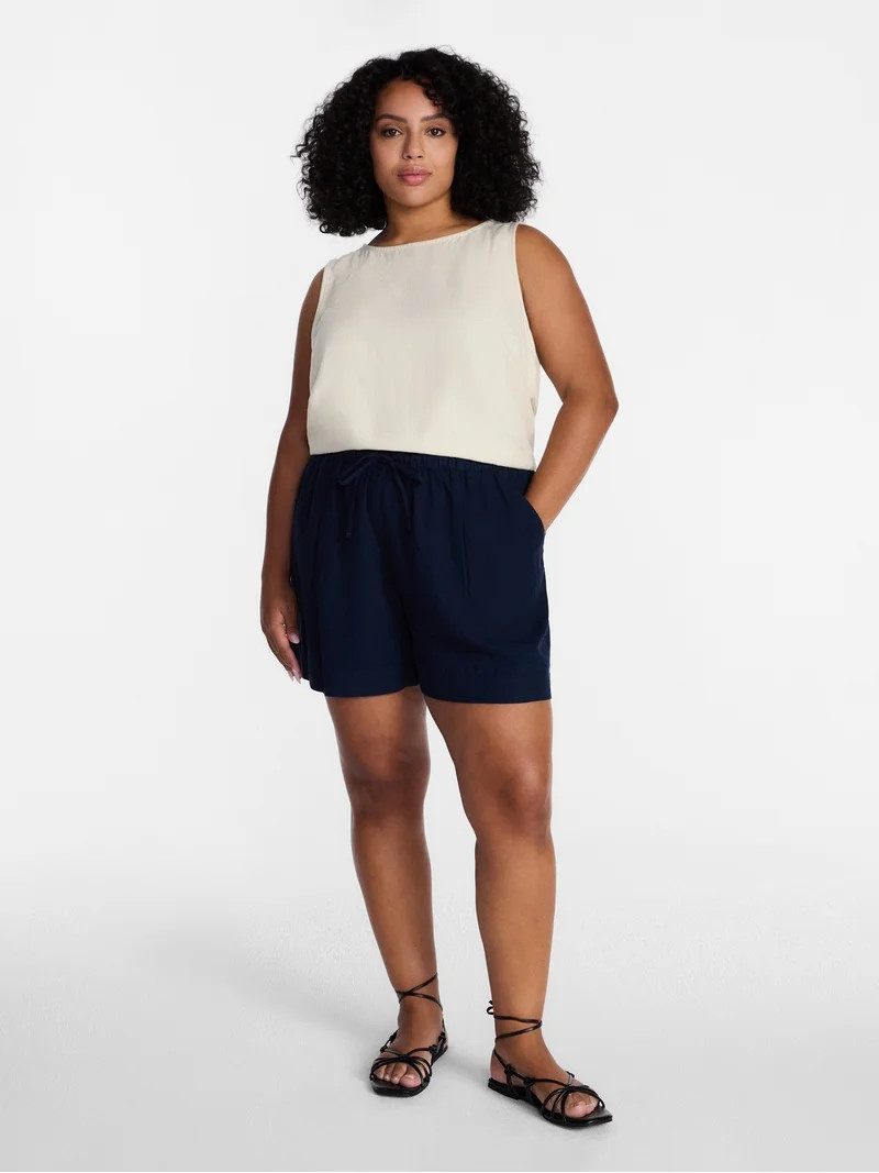 Time and Tru Women's Linen Blend Shorts, Sizes XS-XXXL | Walmart (US)