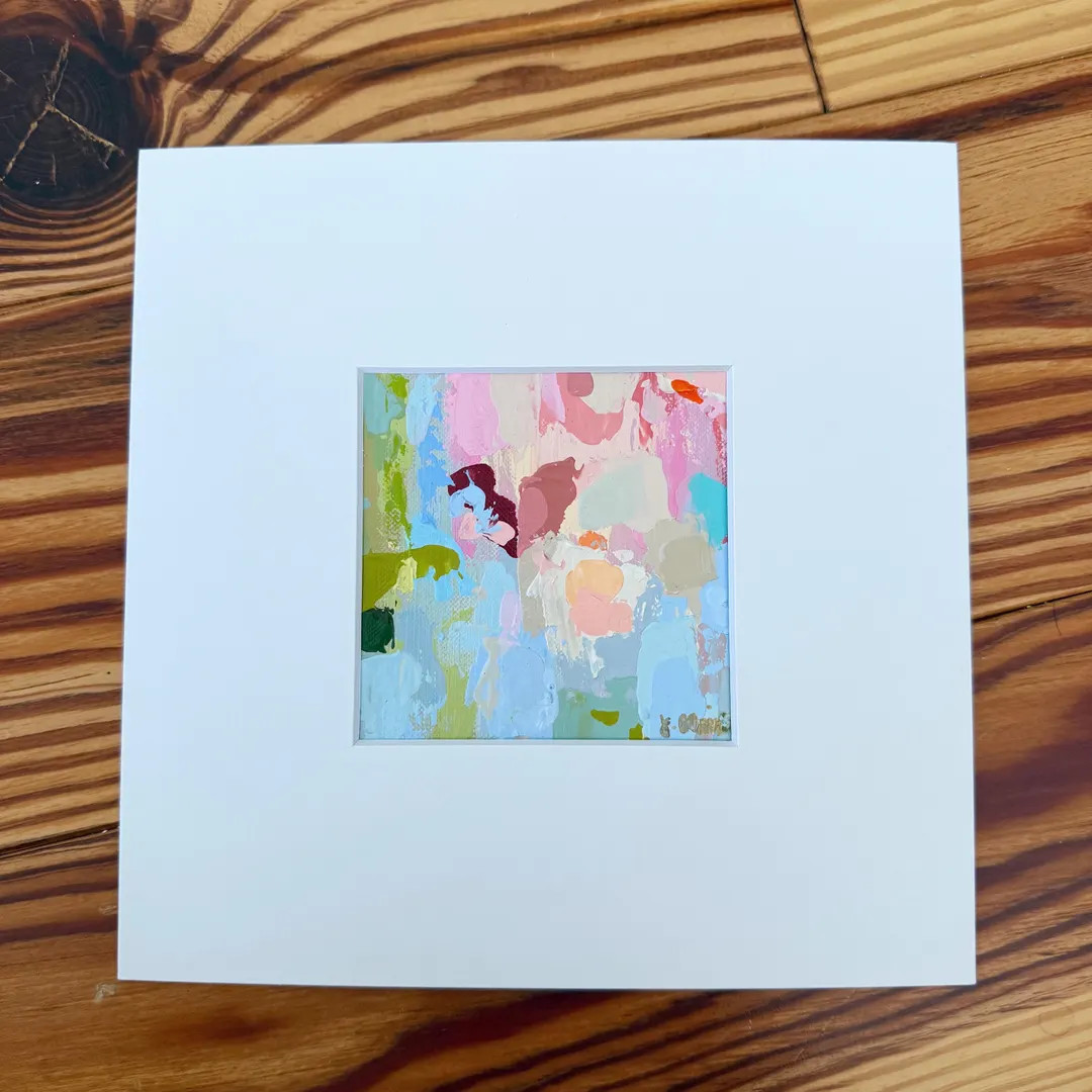 Small Abstract Painting: Pink, Green & Blue Acrylic Art - 4x4" - Etsy | Etsy (US)