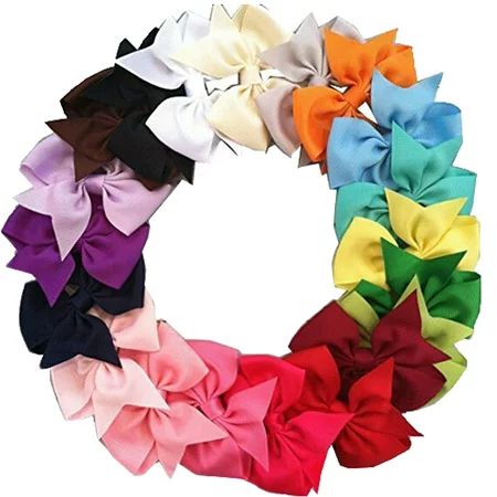 20Pcs Baby Girls Hair Clip set, Coxeer Grosgrain Ribbon Hair Bows Colored Hair Clip V-Shape Allig... | Walmart (US)