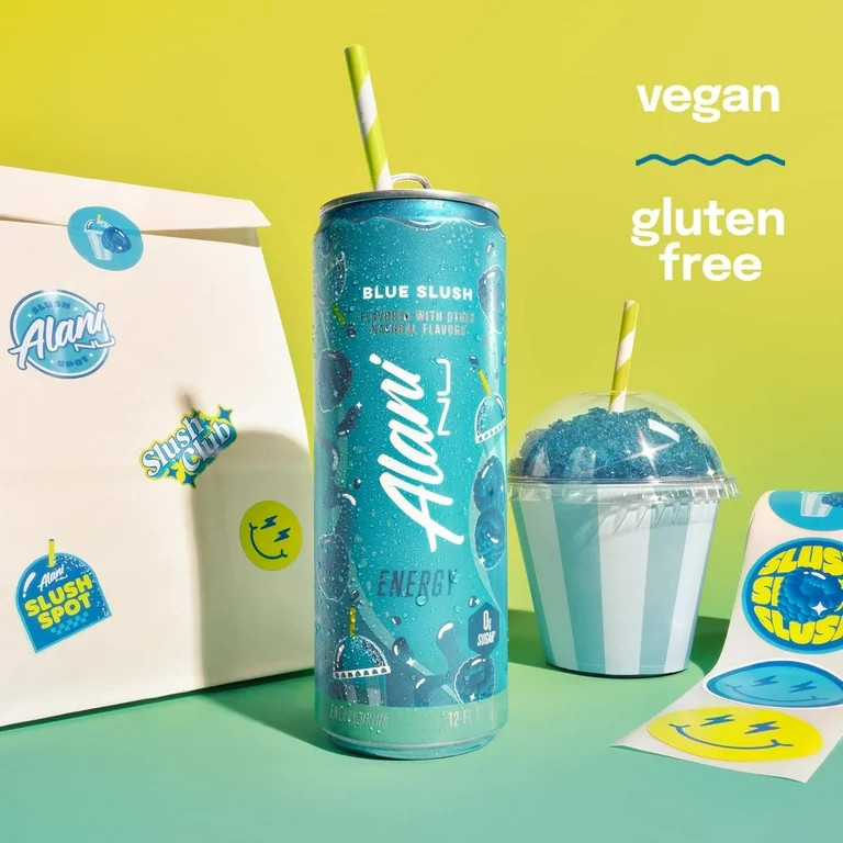Alani Nu Sugar Free Energy Drink, Blue Slush, 12 fl oz, 12 Pack, Cans, 200mg Caffeine | Walmart (US)