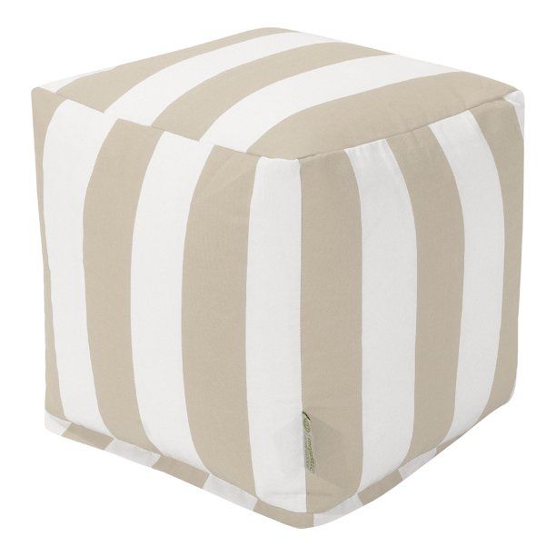 Majestic Home Goods Vertical Stripe Indoor/Outdoor Ottoman Pouf Cube | Walmart (US)