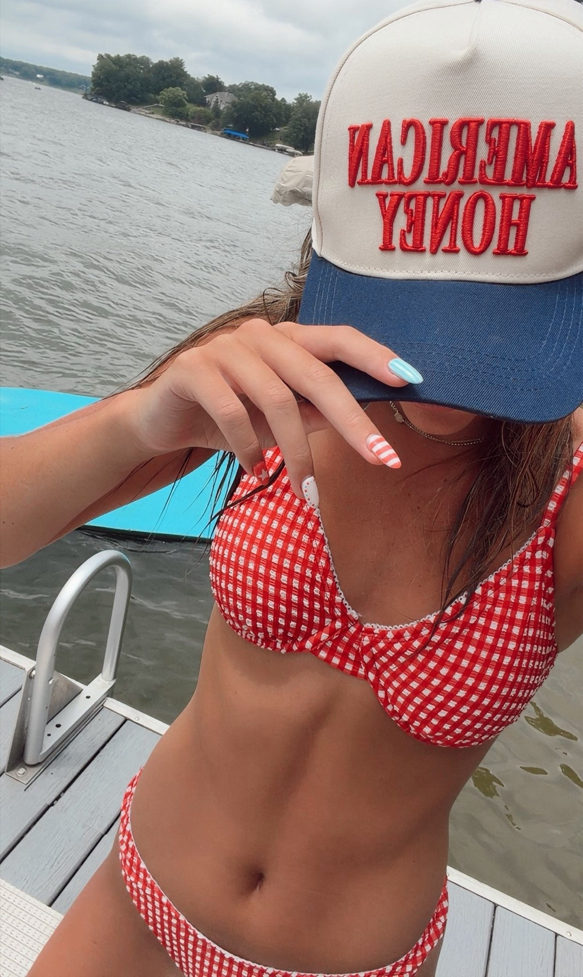 happy 4th!! spending the day by the lake with my new hat, and swimsuit!! all things red white and blue this weekend, i linked my suit!! abercrombie version of this gingham swimsuit, and ive seen similar at target!! 

#LTKabercrombie #abercrombiefinds #swimsuit #4thofjuly #outfitinspo #ootd #summerstyle

#LTKdayinmylife #LTKSeasonal #LTKSwim