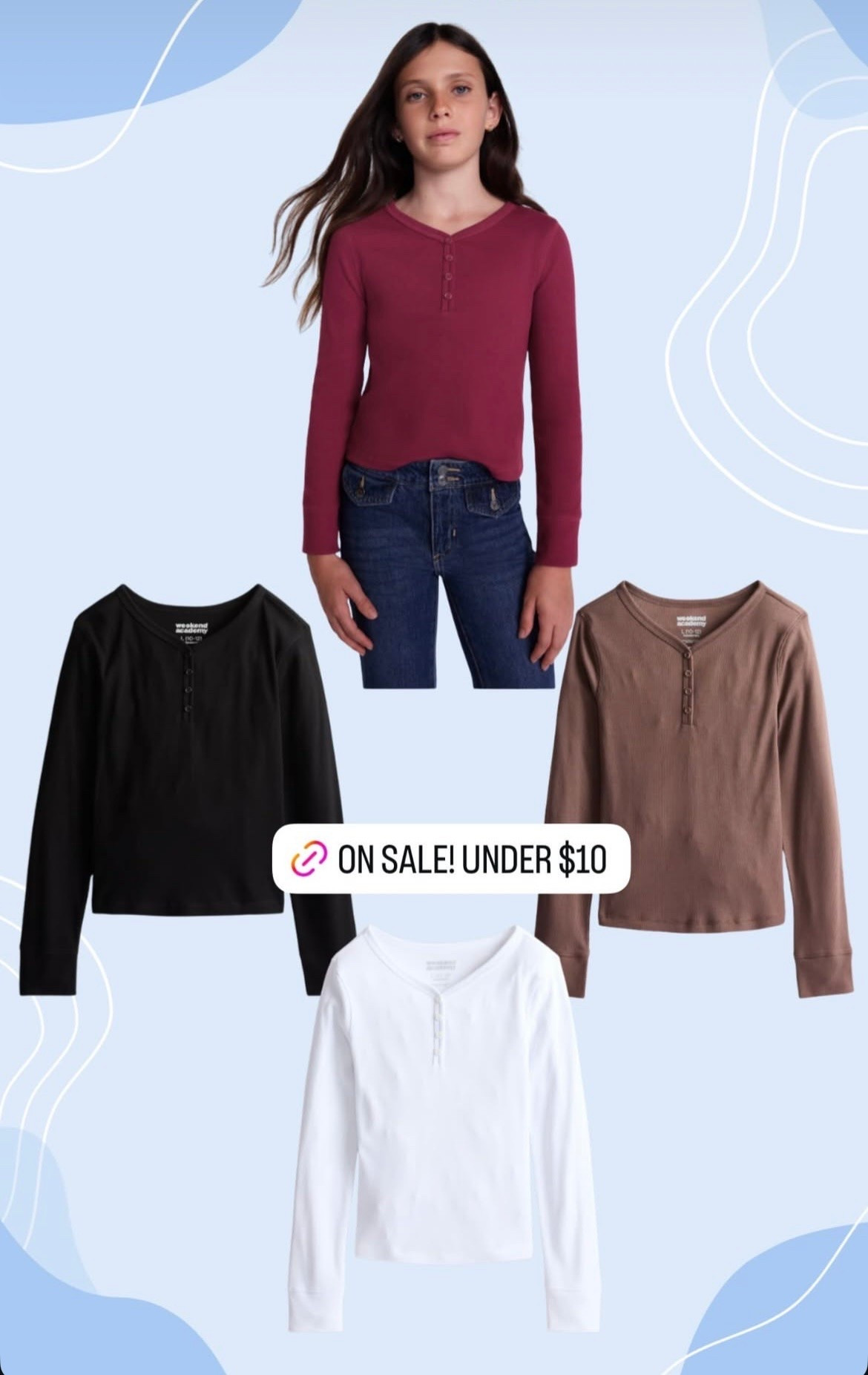 🚨On Sale Now ‼️

Go check out these adorable Weekend Academy ribbed long sleeve shirts for girls, find them @Walmart !👧🏻😍

Linking them here if your interested 🔗🤗