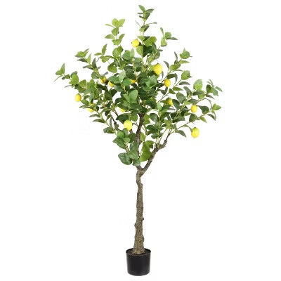 Artificial Tree - Faux 60" Potted Lemon Tree - FXP2011 - Green/Yellow - Safavieh | Target